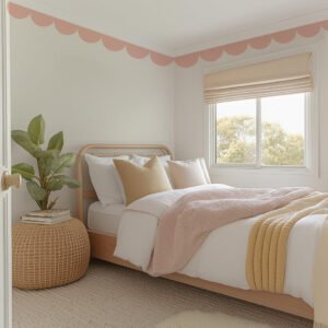 Bordure festonnée rose poudré